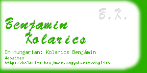 benjamin kolarics business card