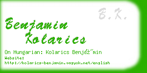 benjamin kolarics business card